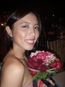 Noelle, catcher of the bridal bouquet