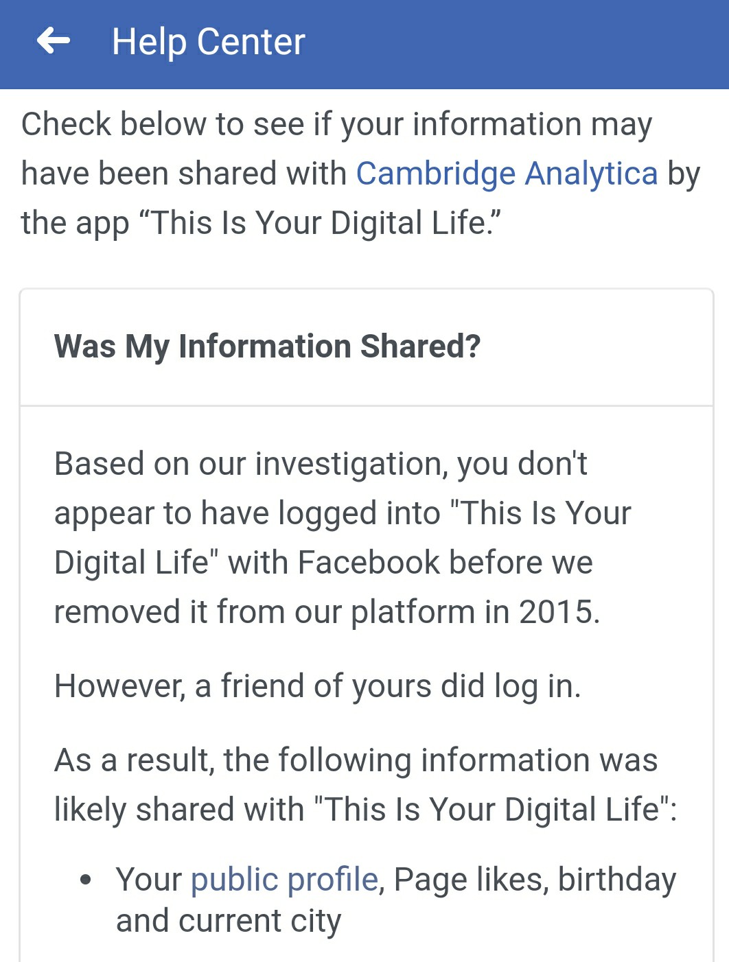 Facebook shows you if your info was shared with Cambridge Analytica