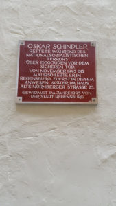 plaque at Oskar Schindler's house Regensburg