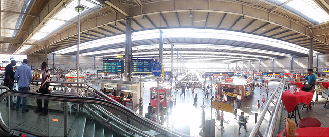 a panoramic view of the main platform Munich Train Station